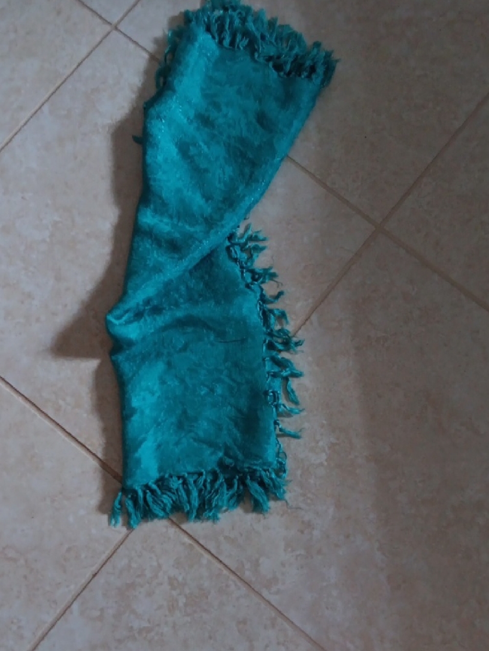 Teal Fringe Wrap Scarf - Versatile Women’s Accessory.From The 1960s! - Picture 7 of 7